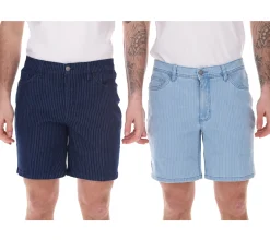 Große Größen|Shorts & Bermudas*O46bpx modische Herren Stretch Jeans-Bermuda Denim-Shorts Regular-Fit im Nadelstreifen-Look 946959-922918 Dunkelblau oder Hellblau