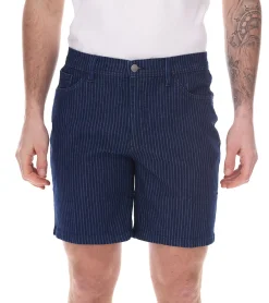 Große Größen|Shorts & Bermudas*O46bpx modische Herren Stretch Jeans-Bermuda Denim-Shorts Regular-Fit im Nadelstreifen-Look 946959-922918 Dunkelblau oder Hellblau