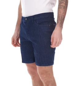 Große Größen|Shorts & Bermudas*O46bpx modische Herren Stretch Jeans-Bermuda Denim-Shorts Regular-Fit im Nadelstreifen-Look 946959-922918 Dunkelblau oder Hellblau