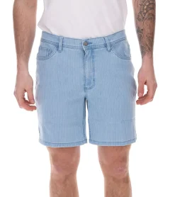 Große Größen|Shorts & Bermudas*O46bpx modische Herren Stretch Jeans-Bermuda Denim-Shorts Regular-Fit im Nadelstreifen-Look 922918 Hell-Blau