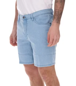 Große Größen|Shorts & Bermudas*O46bpx modische Herren Stretch Jeans-Bermuda Denim-Shorts Regular-Fit im Nadelstreifen-Look 922918 Hell-Blau