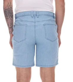 Große Größen|Shorts & Bermudas*O46bpx modische Herren Stretch Jeans-Bermuda Denim-Shorts Regular-Fit im Nadelstreifen-Look 922918 Hell-Blau