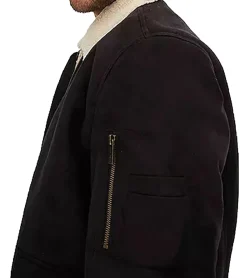 Jacken & Mäntel*O46bpx nachhaltige Herren Piloten-Jacke aus Lederimitat stylische Bomber-Jacke mit Teddykragen 952454 Schwarz