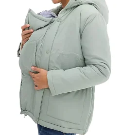 Große Größen|Mäntel & Jacken*O46bpx nachhaltige 3in1 Jacke Damen Schwangerschafts-Jacke Stepp-Jacke Umstandsmode mit Trageeinsatz 945524 Grün