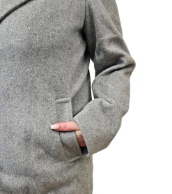 Mäntel & Jacken*O46bpx nachhaltige Long-Mantel Damen Alltags-Mantel in Wolloptik Basic-Mantel Langarm-Jacke 931881 Grau