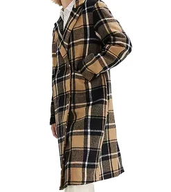 Große Größen|Mäntel & Jacken*O46bpx nachhaltiger Damen Blazer-Mantel karierter Gehrock in Wolloptik 932220 Schwarz/Braun