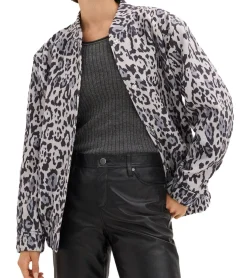 Große Größen|Mäntel & Jacken*O46bpx nachhaltiger Damen Blouson im Leo-Print Übergangs-Jacke Frühlings-Jacke kuschelige Sommer-Jacke 909753 Beige
