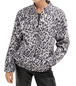 Große Größen|Mäntel & Jacken*O46bpx nachhaltiger Damen Blouson im Leo-Print Übergangs-Jacke Frühlings-Jacke kuschelige Sommer-Jacke 909753 Beige