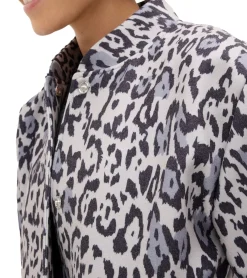 Große Größen|Mäntel & Jacken*O46bpx nachhaltiger Damen Blouson im Leo-Print Übergangs-Jacke Frühlings-Jacke kuschelige Sommer-Jacke 909753 Beige