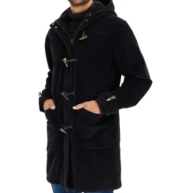 Jacken & Mäntel*O46bpx nachhaltiger Herren Dufflecoat wattierter Parka mit Kapuze Cord-Jacke 920857 Schwarz