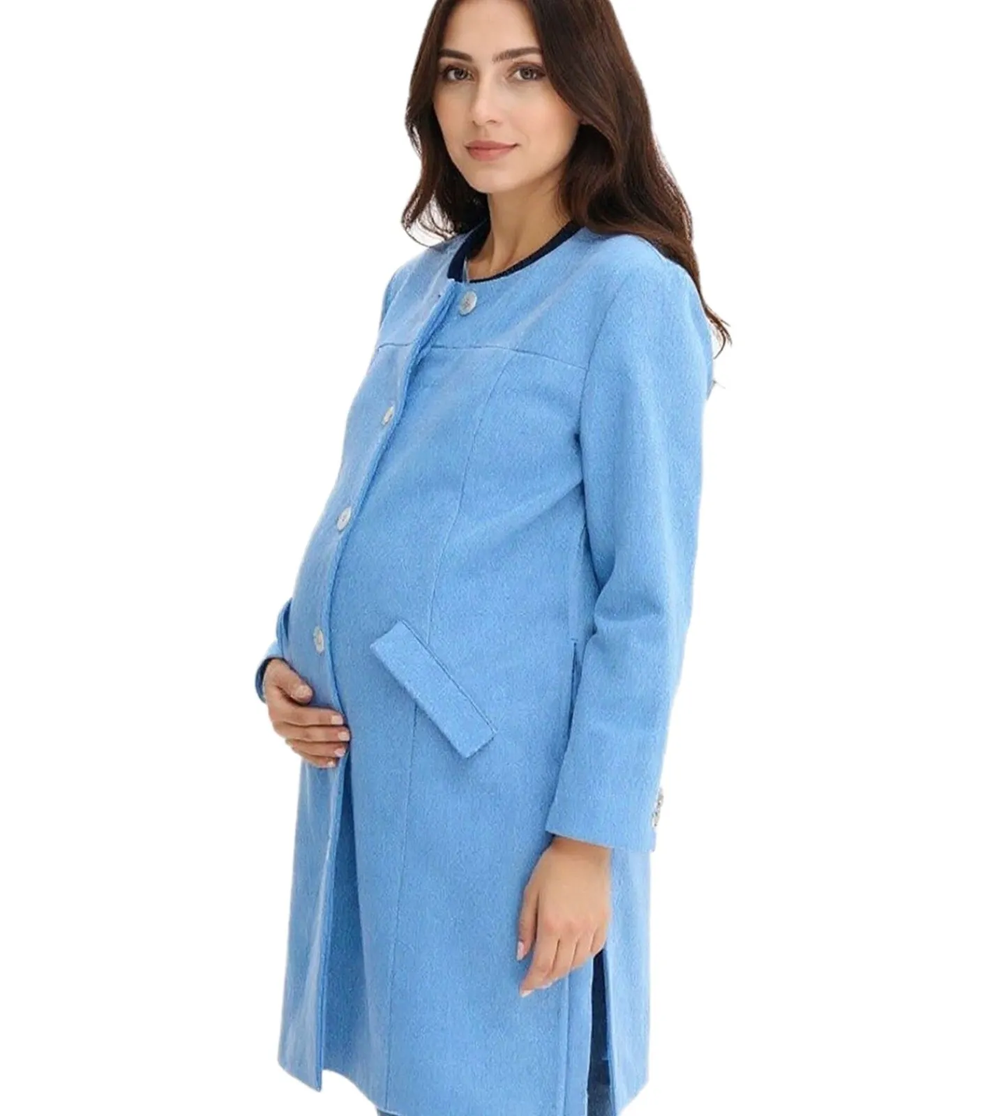 Große Größen|Mäntel & Jacken*O46bpx nachhaltiger 2in1 Mantel Damen Schwangerschafts-Jacke Umstands-Mantel Boucle-Jacke 912560 Hellblau