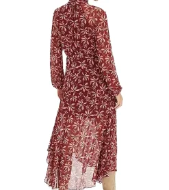 Große Größen|Kleider*O46bpx nachhaltiges Damen Sommer-Kleid Midi-Kleid mit Blumen-Print Boho-Kleid 967777 Rot