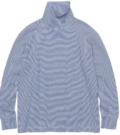 Pullover & Sweater*nanamica Damen Rollkragenpullover mit Streifen Langarm-Rollkragen Frühlings-Pullover SUHF163 Blau/Weiß