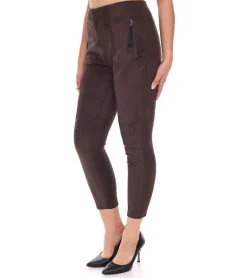 Hosen & Jeans*NAVIGAZIONE Alina Damen Hose in Wildleder-Optik Schlupfhose Stiefelhose 78992442 Braun