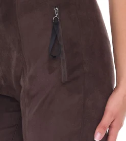 Hosen & Jeans*NAVIGAZIONE Alina Damen Hose in Wildleder-Optik Schlupfhose Stiefelhose 78992442 Braun