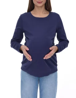 Sweater & Pullover*neun 9 monate Damen schlichtes Schwangerschafts-Shirt Umstands-Mode 58374154 Dunkelblau