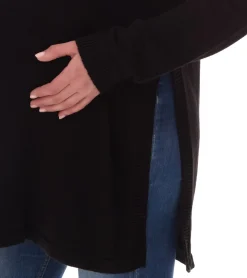 Sweater & Pullover*neun 9 monate Damen Schwangerschafts-Pullover mit großem Schlitz Strick-Pullover Umstands-Mode 46551556 Schwarz