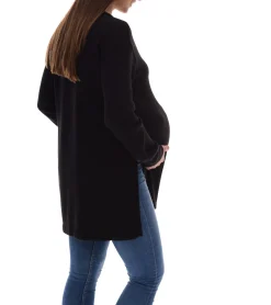 Sweater & Pullover*neun 9 monate Damen Schwangerschafts-Pullover mit großem Schlitz Strick-Pullover Umstands-Mode 46551556 Schwarz