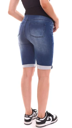 Große Größen|Hosen & Jeans*neun 9 monate Damen Sommer Umstands-Shorts bequeme Schwangerschafts-Shorts Sommer-Hose Blau/Grau oder Blau/Schwarz