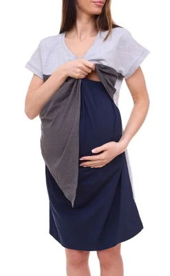 Kleider*neun 9 monate Damen Umstands-Kleid asymetrisches Schwangerschafts-Kleid 32879759 Grau/Blau