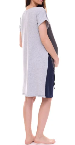 Kleider*neun 9 monate Damen Umstands-Kleid asymetrisches Schwangerschafts-Kleid 32879759 Grau/Blau