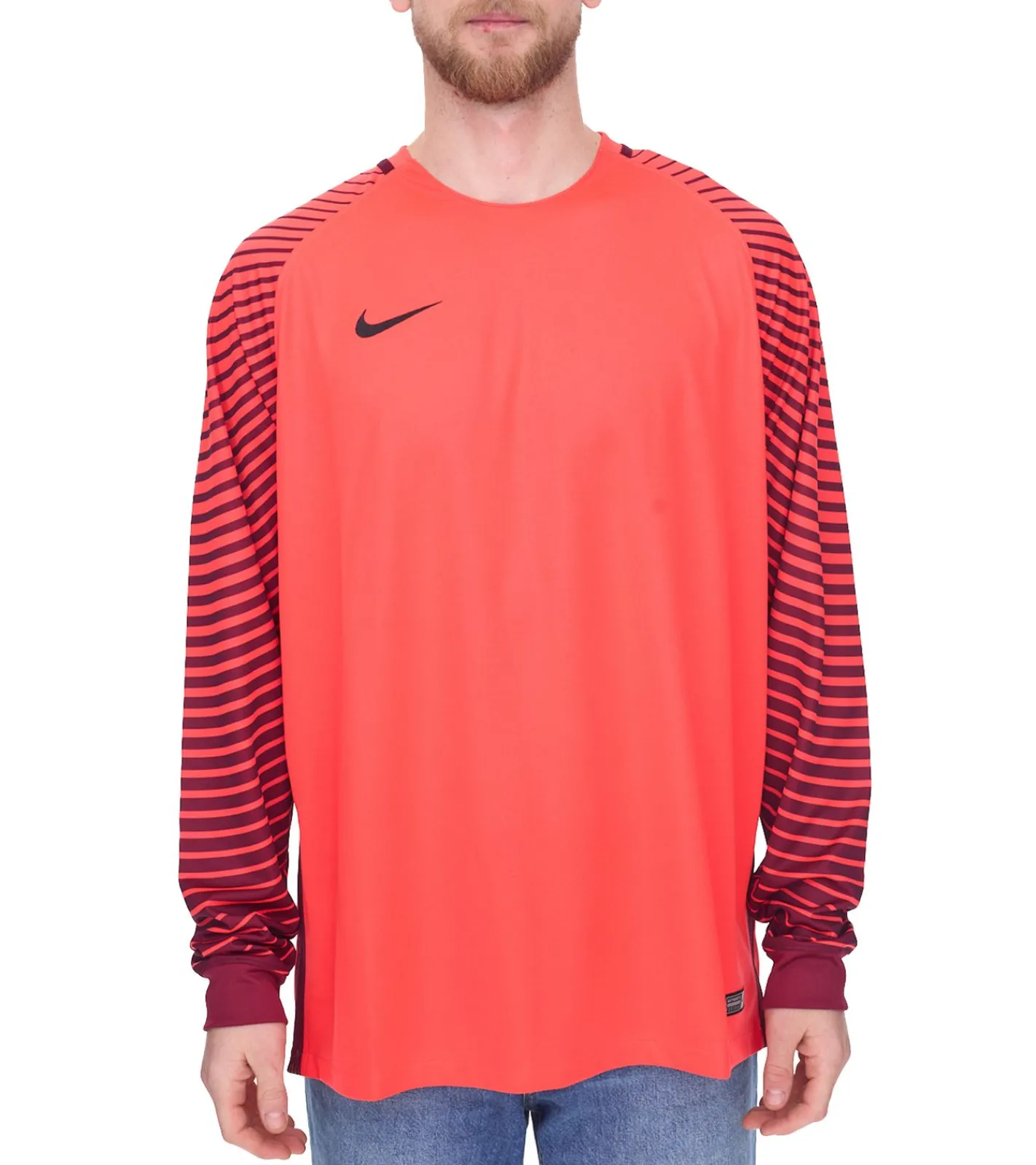 Pullover & Sweater|Sportoberbekleidung*NIKE Gardien Longsleeve Herren Torwart-Trikot mit Dry-Fit Langarm-Shirt Fußball 725882-671 Rot/Schwarz
