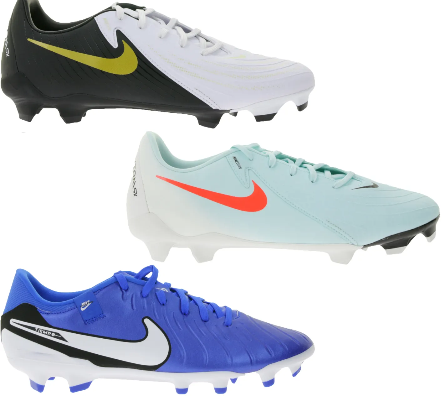 Fußballschuhe|Ballsport*NIKE Phantom Academy FG/MG Fußball-Schuhe mit gedämpfter oder gepolsterter Innensohle Nocken-Schuhe Türkis, Dunkelblau oder Weiß/Schwarz