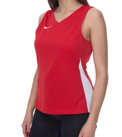 Sportoberbekleidung|Fitnessmode & Jogginghosen*NIKE Team Fitness Damen Tank-Top mit DryFit Sport-Shirt Trainings-Shirt NT0211-657 Rot/Weiß