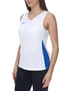 Sportoberbekleidung|Fitnessmode & Jogginghosen*NIKE Team Fitness Damen Tank-Top mit DryFit Sport-Shirt Trainings-Shirt NT0211-102 Weiß/Blau