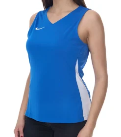 Sportoberbekleidung|Fitnessmode & Jogginghosen*NIKE Team Fitness Damen Tank-Top mit DryFit Sport-Shirt Trainings-Shirt NT0211-463 Blau/Weiß
