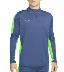 Pullover & Sweater|Sportoberbekleidung*NIKE Academy Herren nachhaltiger Trainings-Pullover mit DRI-FIT-Technologie leichtes Sport-Shirt aus recycelten Materialien modernes Fitness-Longsleeve DX4294-491 Blau/Grau/Neongrün