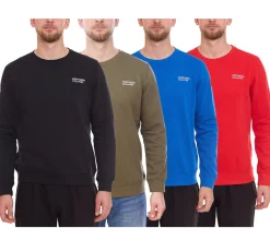 Pullover & Sweater*NORTHERN COUNTRY Herren Pullover mit Markenprint Baumwoll-Sweater Langarm-Shirt 00009468 in Schwarz, Blau, Grün oder Rot