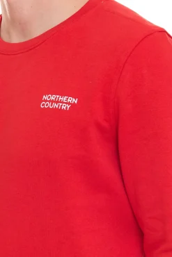 Pullover & Sweater*NORTHERN COUNTRY Herren Pullover mit Markenprint auf Brust Baumwoll-Sweater Langarm-Shirt 00009468 Rot