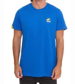 T-Shirts & Tank Tops*NORTHERN COUNTRY Herren T-Shirt modisches Baumwoll-Shirt mit Logo-Print 00009471 Blau/Gelb