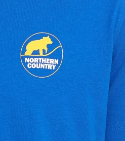 T-Shirts & Tank Tops*NORTHERN COUNTRY Herren T-Shirt modisches Baumwoll-Shirt mit Logo-Print 00009471 Blau/Gelb