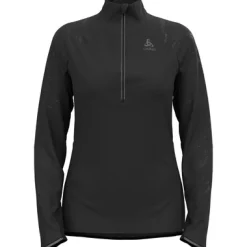 Socken & Unterwäsche*odlo Damen Langarm Unterhemden Zeroweight Ceramiwarm Zip Longsleeve Schwarz