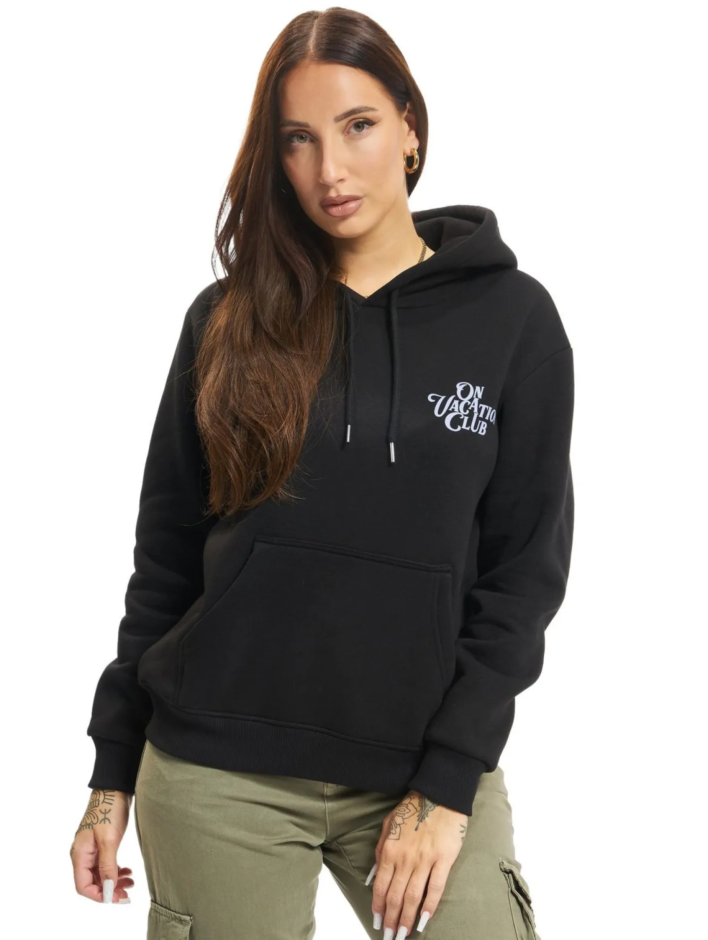 Sweater & Pullover*On Vacation Damen Kalligraphie Hoodie schwarz