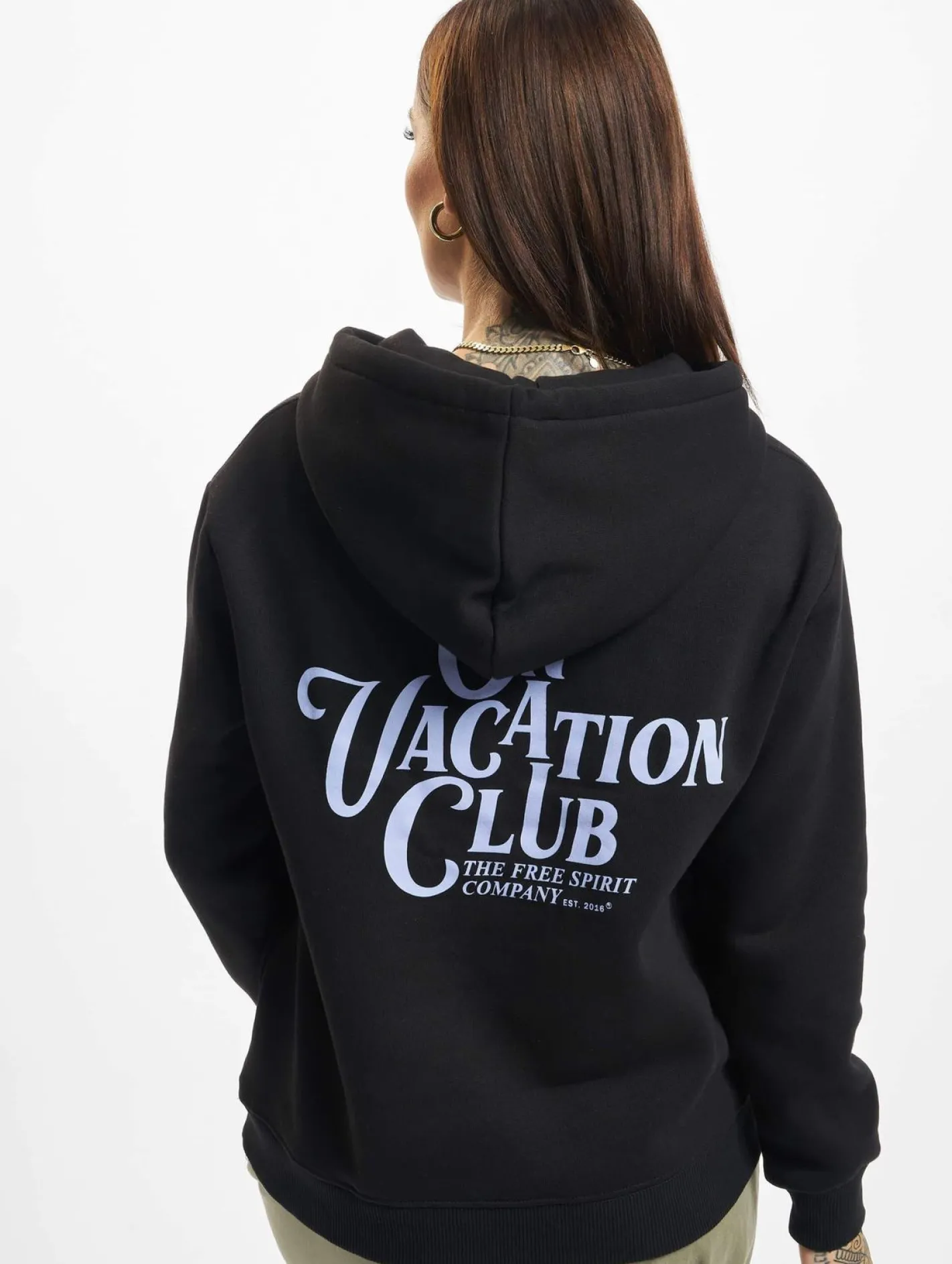 Sweater & Pullover*On Vacation Damen Kalligraphie Hoodie schwarz