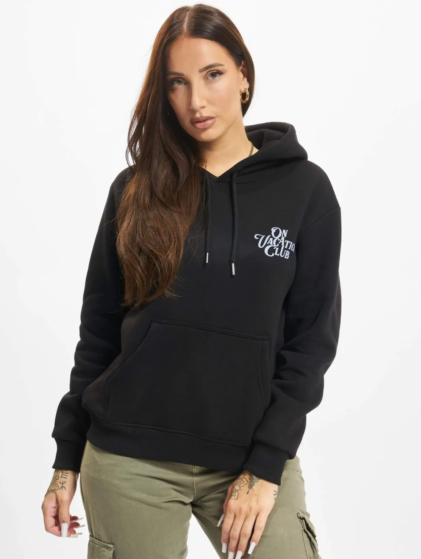 Sweater & Pullover*On Vacation Damen Kalligraphie Hoodie schwarz