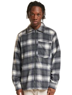 Hemden & Poloshirts*ONLY & SONS Austin Wool Zip Overshirt grau Nadelstreifen/Antikweiß