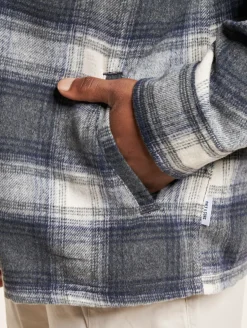 Hemden & Poloshirts*ONLY & SONS Austin Wool Zip Overshirt grau Nadelstreifen/Antikweiß