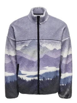 Pullover & Sweater*ONLY & SONS Blaze Aop Hoodies mit durchgehendem Reißverschluss Abenddämmerung