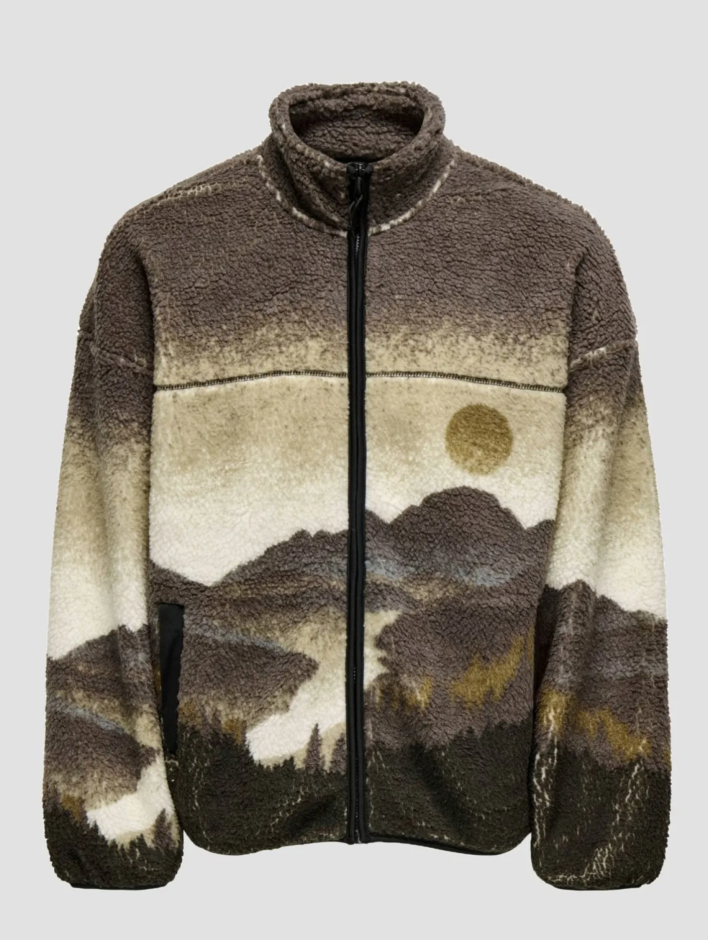 Pullover & Sweater*ONLY & SONS Blaze Aop Kapuzenpullover mit durchgehendem Reißverschluss in Aschenputtelbraun