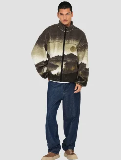 Pullover & Sweater*ONLY & SONS Blaze Aop Kapuzenpullover mit durchgehendem Reißverschluss in Aschenputtelbraun