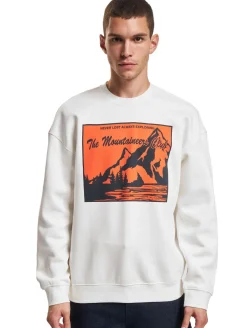 Pullover & Sweater*ONLY & SONS Eli Lässiges Sweatshirt mit Rundhalsausschnitt und Kontrastdruck, Cloud Dancer