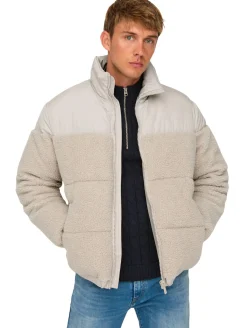 Jacken & Mäntel*ONLY & SONS Eli Sherpa Mix Pufferjacken mit silbernem Futter
