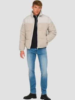 Jacken & Mäntel*ONLY & SONS Eli Sherpa Mix Pufferjacken mit silbernem Futter