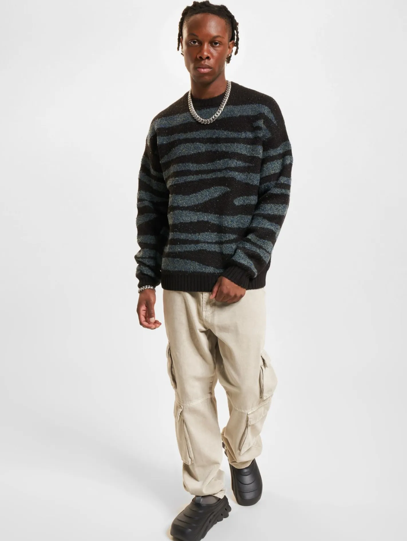 Pullover & Sweater*ONLY & SONS Lincoln Ds 3 Bouclé-Strickpullover mit Rundhalsausschnitt, schwarz