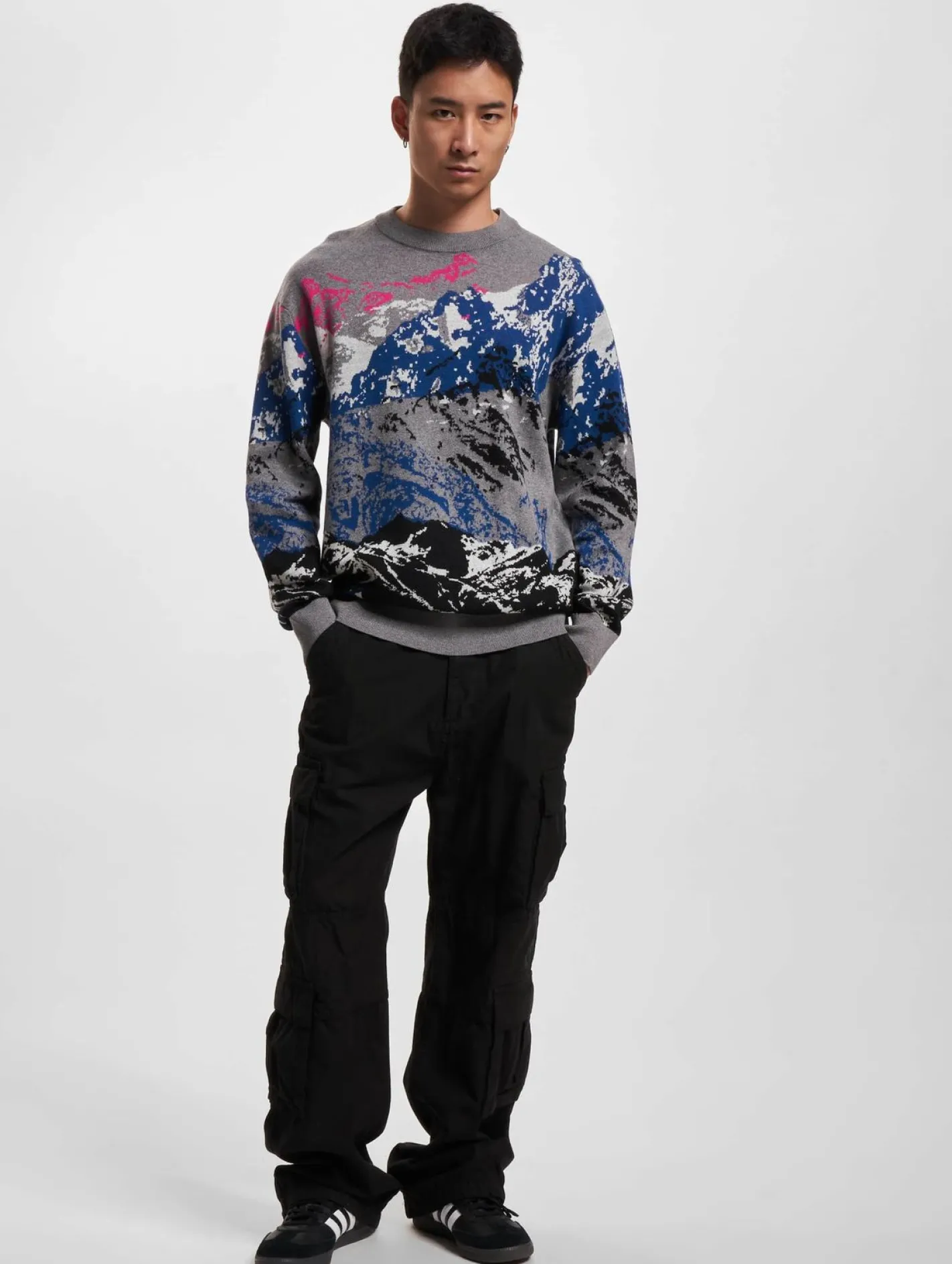Pullover & Sweater*ONLY & SONS Maxin 12 Lässiges Strick-Sweatshirt mit Rundhalsausschnitt, Dunkelgrau-Melange