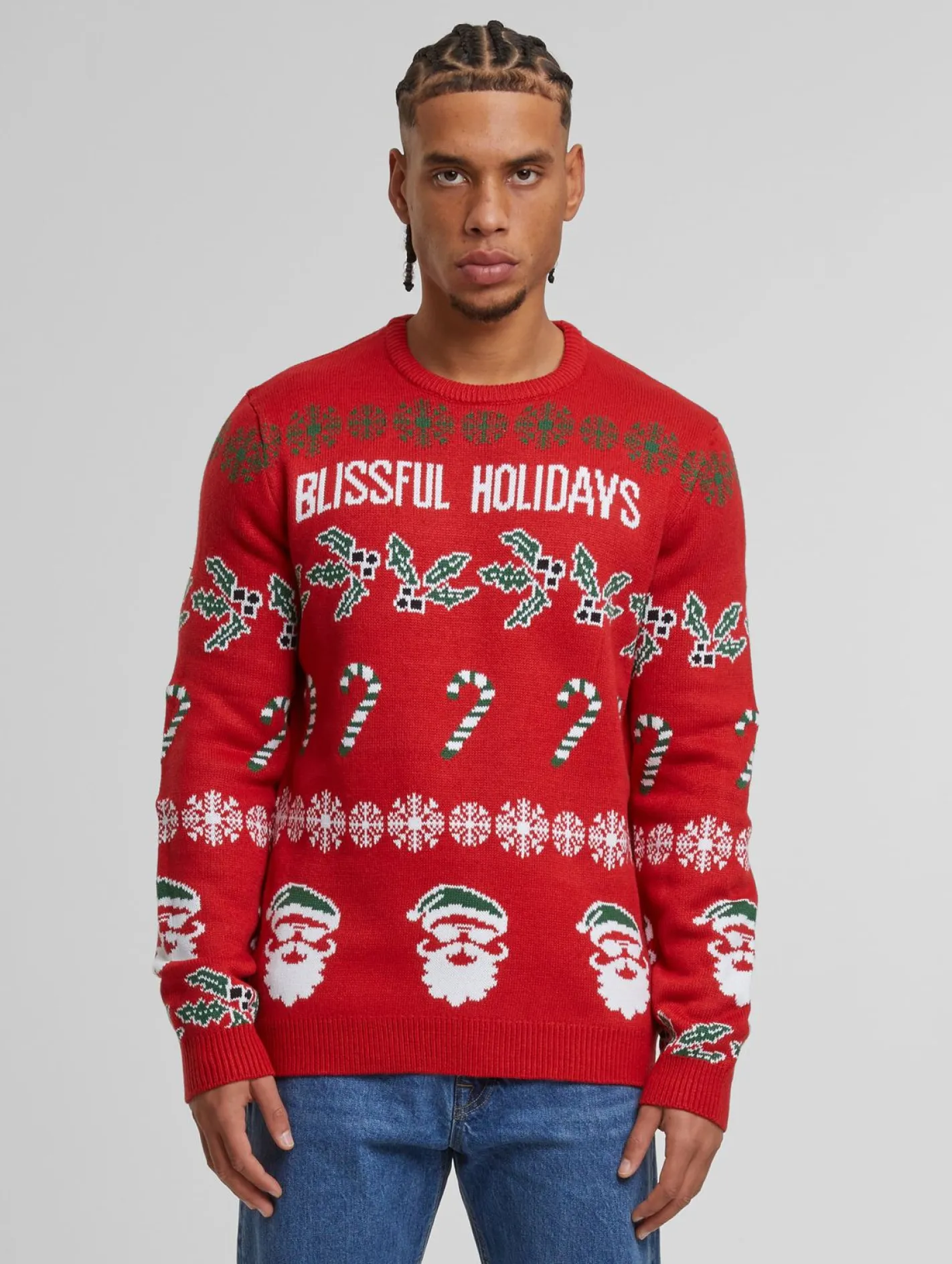 Pullover & Sweater*ONLY & SONS Xmas Reg 5 Allover Crew Strickpullover, pompeianrot, glückselig